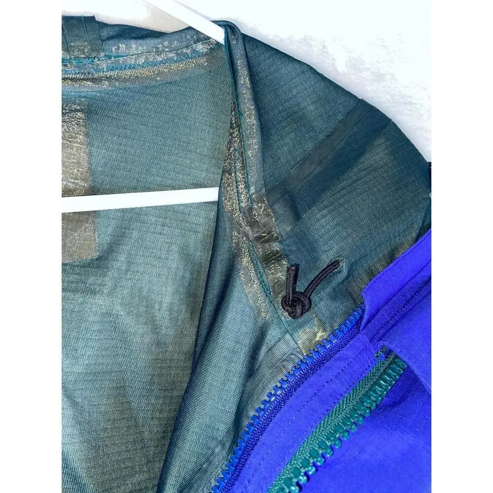 Vintage 90s LL Bean Jacket Men XL Blue Green Anorak Colorblock Aztec Made in USA
